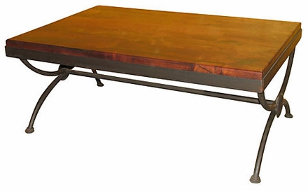 Rectangular Mesquite Coffee Table with Iron Base