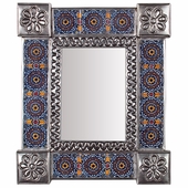 Natural Tin & Mexican Tile Mirror - Small Rectangular - 11.25" x 13.25"