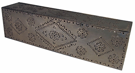 Rectangular Punched Aged Tin Vanity Light Fixture
