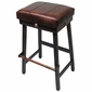 Rectangular Wrought Iron Bar Stool - Leather Padded Seat