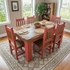 Red and Natural Rustic Painted Wood 7-Piece Dining Set - 72