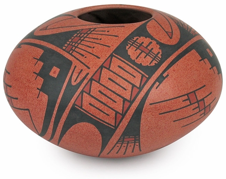 Red Mata Ortiz Native Short Vase