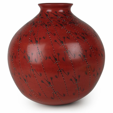 Red Mata Ortiz Vase with Skinny Lizards