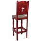 Red Mexican Painted Wood Bar Stool with Cross - Set of 2
