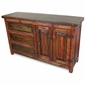 Red Painted Rustic Wood Buffet - 2 Doors - 3 Drawers