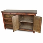 Red Painted Rustic Wood Buffet - 2 Doors - 3 Drawers