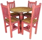 Red Painted Wood Bistro Table Set with 4 Chairs