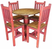 Red Painted Wood Bistro Table Set with 4 Chairs