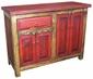 Red Painted Wood Buffet - 4 Doors & 1 Drawer