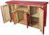 Red Painted Wood Buffet with Etched Doors