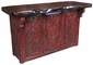 Red Painted Wood Carved Bar with Cedar Top