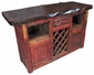 Red Painted Wood Carved Bar with Cedar Top