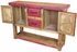 Red Painted Wood Console Table - 2 Doors, 2 Drawers & Lower Shelf