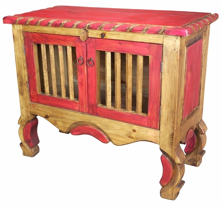 Red Painted Wood Ox Yoke Console Table