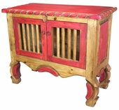 Red Painted Wood Ox Yoke Console Table