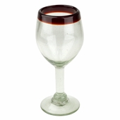 Red Rim Mexican Wine Glasses - Set of 4