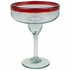 Red Rimmed Margarita Glasses - Set of 4