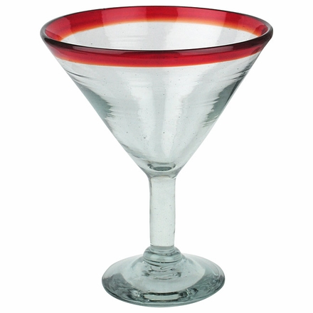Red Rimmed Martini Glass - Set of 4