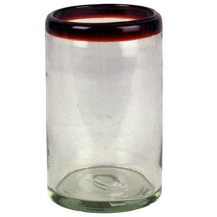 Red Rimmed Mexican Highball Glasses - Set of 4