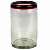 Red Rimmed Mexican Highball Glasses - Set of 4