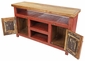 Red Rustic Painted Wood Entertainment Console