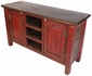 Red Rustic Painted Wood Entertainment Console or Credenza