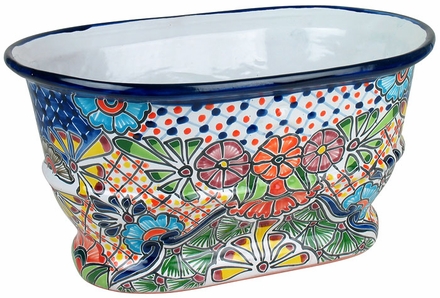 Ridged Oval Talavera Planter