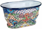 Ridged Oval Talavera Planter