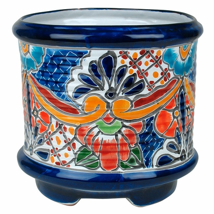 Ringed Footed Talavera Flower Pot
