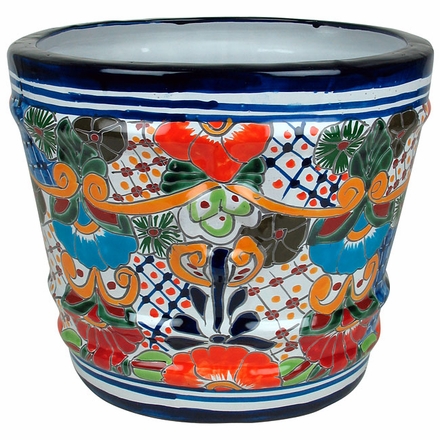 Ringed Talavera Flower Pot