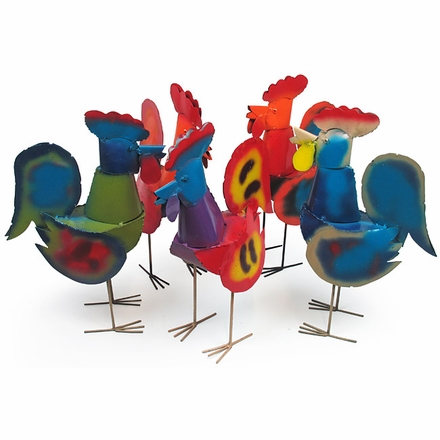 Rooster Painted Metal Yard Art - Assorted