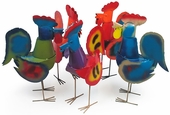Rooster Painted Metal Yard Art - Assorted