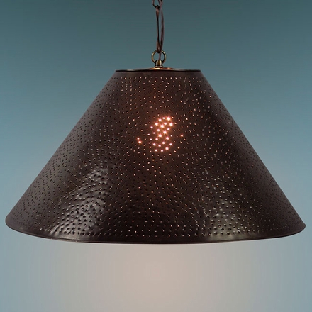 Round Aged Tin Punched Hanging Shade Light