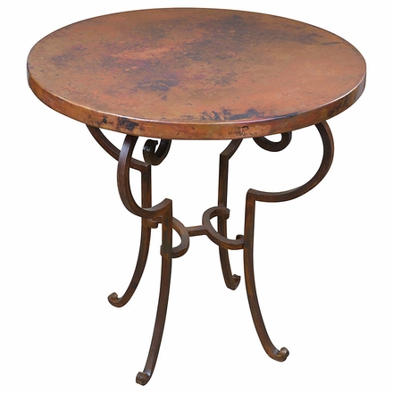 Round Copper & Iron Tall Side Table