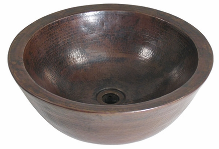 Round Hammered Copper Vessel Sink