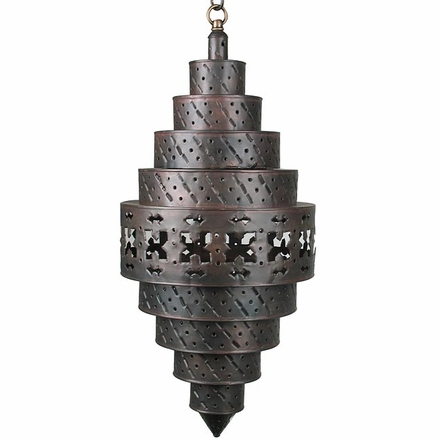 Round Hanging pyramid Tin Light Fixture