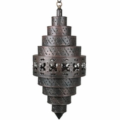 Round Hanging pyramid Tin Light Fixture
