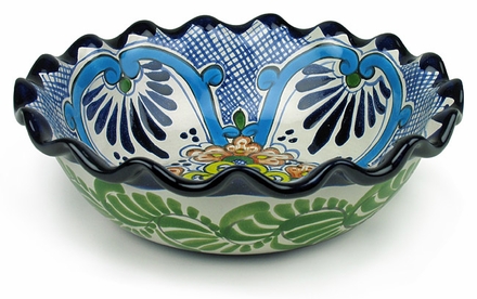 Round Margarita Talavera Scalloped Serving Bowl