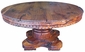 Round Mesquite Carved Dining Table with Thick Base