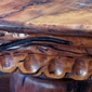 Round Mesquite Carved Dining Table with Thick Base