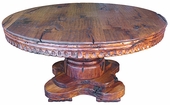 Round Mesquite Carved Dining Table with Thick Base
