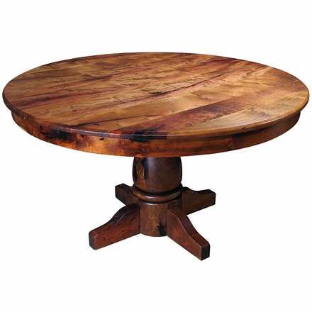 Round Mesquite Dining Table with Turned Pedestal Base
