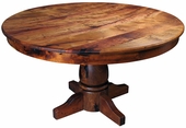 Round Mesquite Dining Table with Turned Pedestal Base