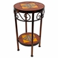 Round Mexican Iron Side Table with Talavera Tiles - 12