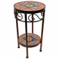 Round Mexican Iron Side Table with Talavera Tiles - 12