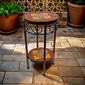 Round Mexican Iron Side Table with Talavera Tiles - 12