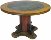 Round Painted Wood Mexican Pedestal Table