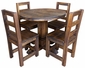Round Rustic Wood DiningTable Set with 4 Chairs