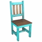 Round Turquoise Painted Wood Dining Table Set with 4 Chairs
