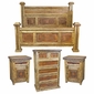 Rustic 4-Piece King Bedroom Set with Iron Clavos and Accents